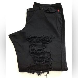 Tripp NYC Daang Goodman Plus Black Distressed Denim Jeans Size 28
